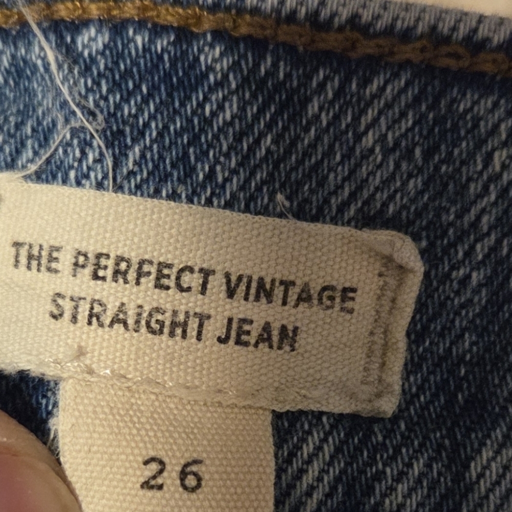 Madewell Perfect Vintage Straight Jean in Kingsbury Wash: Knee-Rip NG247 Size 26 - Picture 8 of 10